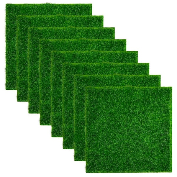 Afoxsos Green 8-Pack 6 x 6 in. Miniature Artificial Moss Craft Grass for Garden, Dollhouse, Tabletop, Home Decor
