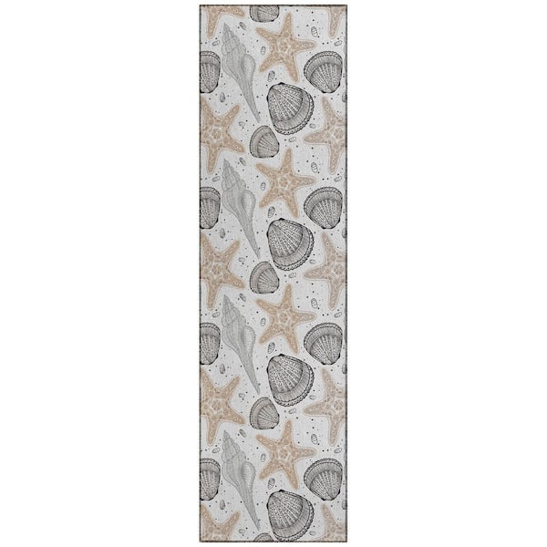Surfside Gray 2 ft. 3 in. x 7 ft. 6 in. Geometric Indoor/Outdoor Area Rug
