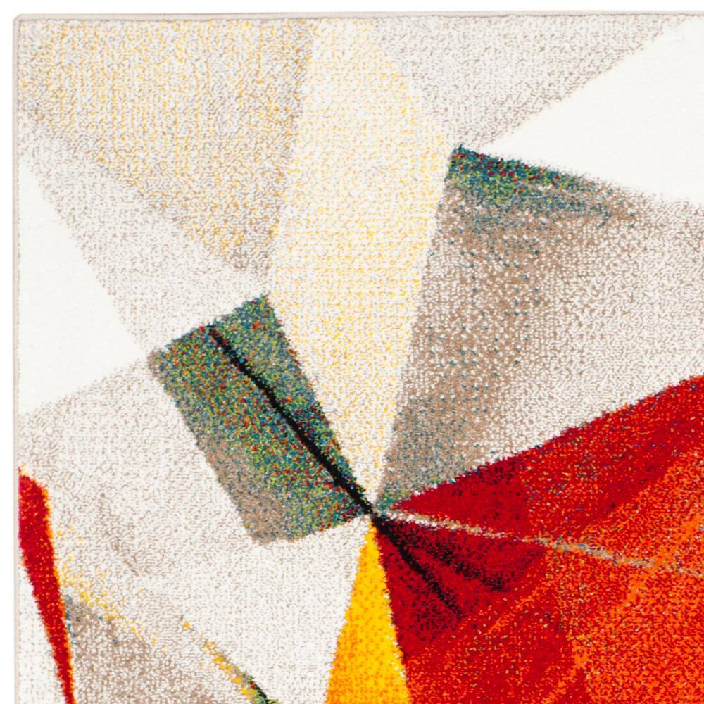 Porcello Light Grey and Orange Floral Synthetic Area Rug