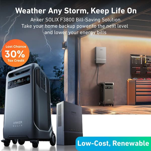 SOLIX F3800 6,000W 3,840Wh Whole-Home Bill-Saving Power Solution w/ Smart Home Power Panel,Push-Button Battery Generator