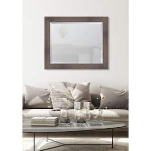 Medium Rectangle Grey Beveled Glass Casual Mirror (34 in. H x 28 in. W)