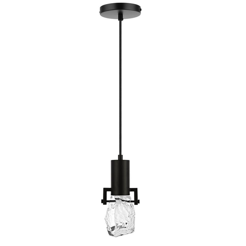 WINGBO 1Light Black Modern Crystal Pendant Light Fixture Height