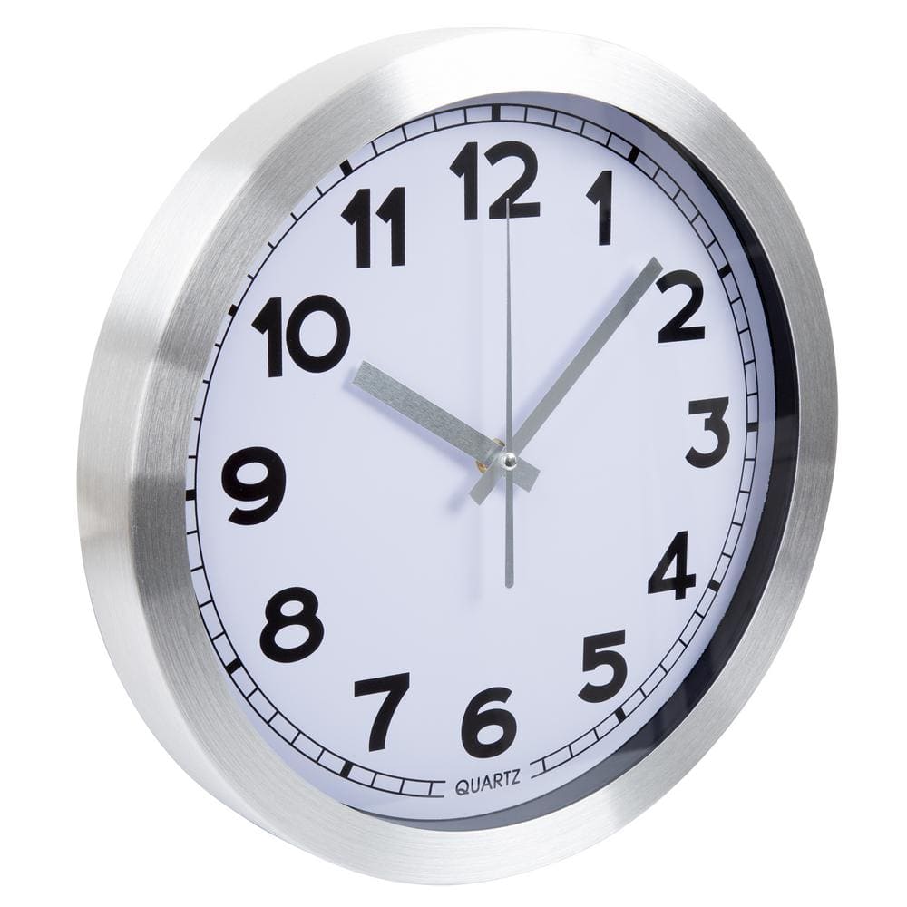 Everyday Home 12 In X 12 In Brushed Aluminum Wall Clock 99 1310 The Home Depot