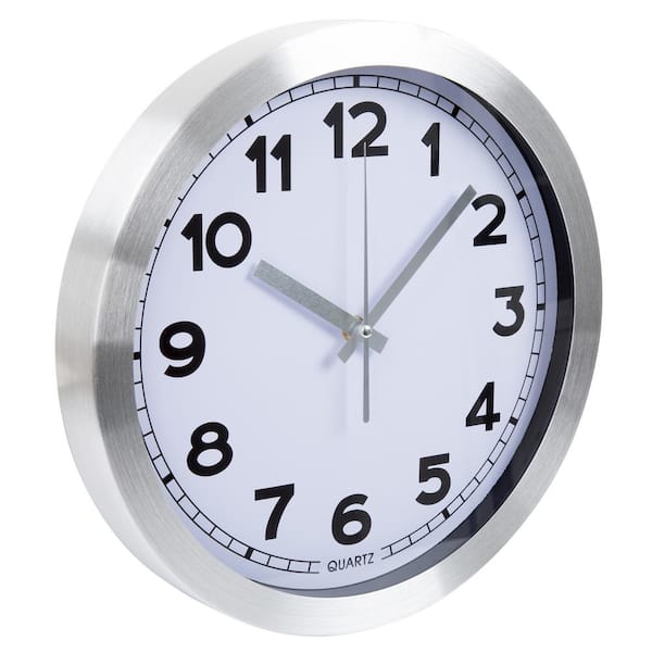 Everyday Home 12 in. x 12 in. Brushed Aluminum Wall Clock