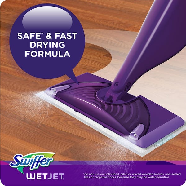 Swiffer WetJet Wood Spray Mop Starter Kit (1-WetJet, 5-Pads, Cleaning  Solution and Batteries) 003700076560 - The Home Depot