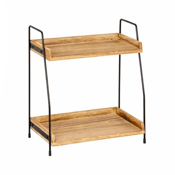 Drawer Organizer Brown Wooden Coffee Station Organizer, Countertop Condiment Storage Shelf for Kitchen Home Office