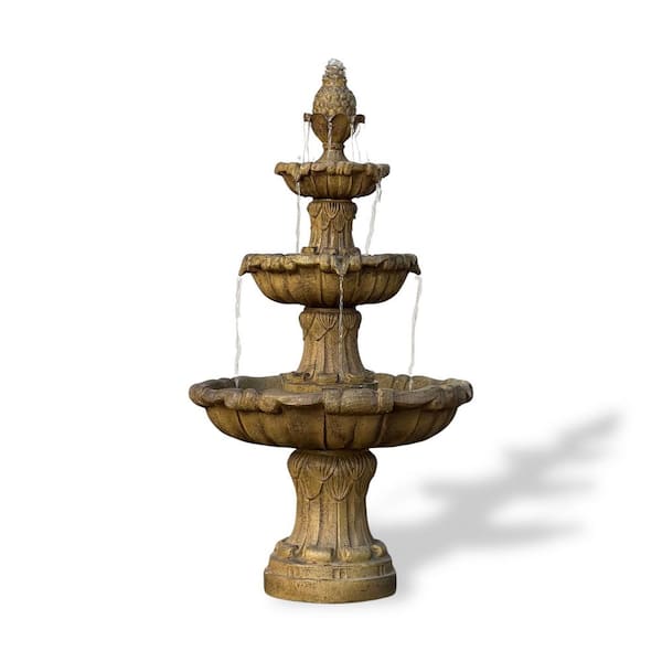 XBRAND 58.3 in. H Electric Resin Tiered Fountain with Submersible
