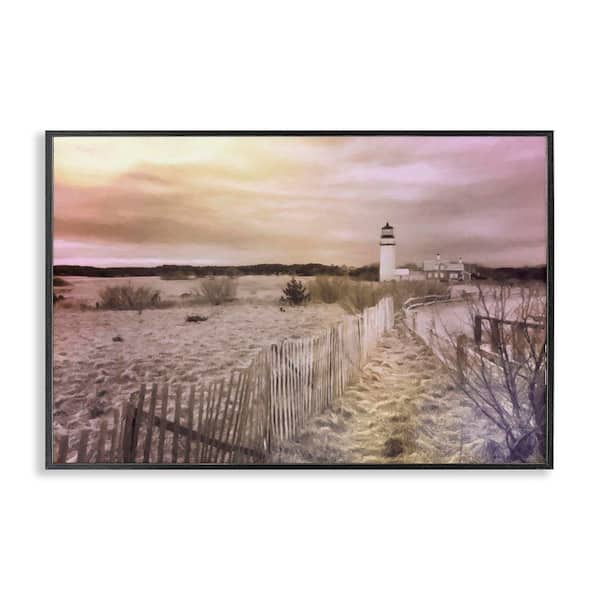 Stupell Industries Path To Lighthouse View by Graffitee Studios Black Framed Coastal Giclee Art Print 16 in. x 24 in.