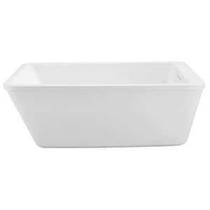 60 in. Acrylic Flatbottom Non-Whirlpool Bathtub in Glossy White with Brushed Nickel Drain