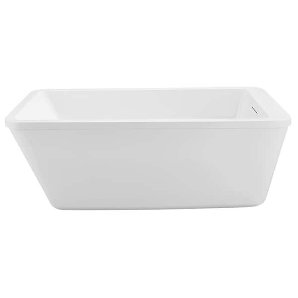 Streamline 60 in. Acrylic Flatbottom Non-Whirlpool Bathtub in Glossy White with Matte Oil Rubbed Bronze Drain