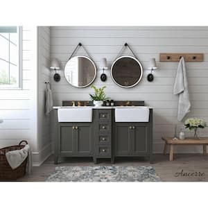 Adeline 60 in. W x 20.9 in. D Bath Vanity in Sapphire Gray with Marble Vanity Top in Carrara White with White Basin