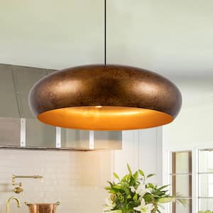 1-Light Rustic Gold Dome Oversized Hanging Pendant Light for Kitchen Island