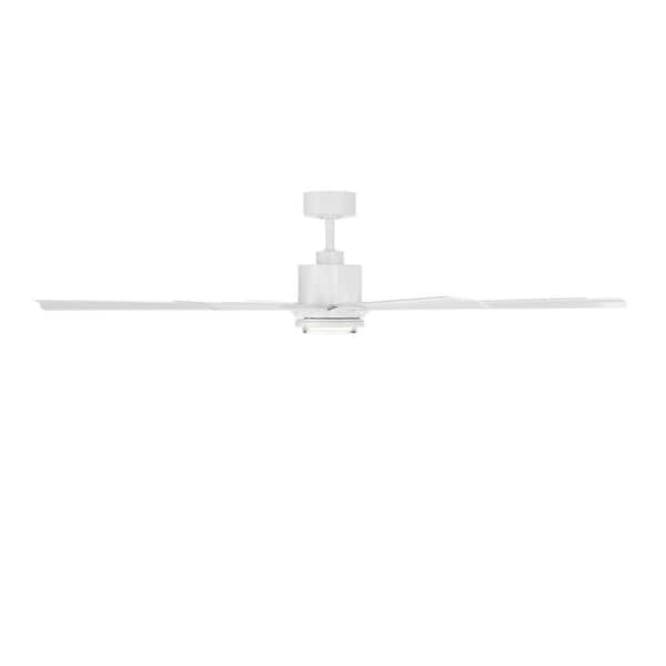 Size Matters 56 in. Smart Indoor/Outdoor Matte White Downrod Mount Windmill Ceiling Fan Selectable 4CCT Integrated LED
