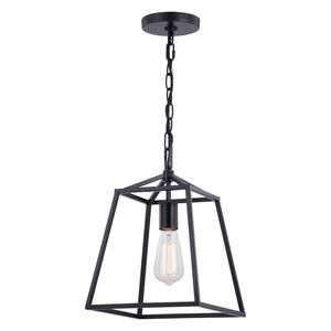 Hayes 1-Light Black Farmhouse Mini Pendant Cage Lantern Ceiling Light
