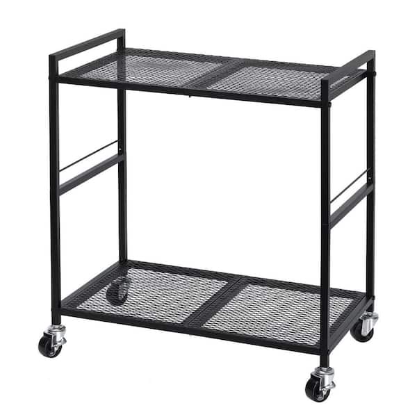 Yichuhaoxi Computer Tower Stand, PC Tower Stand Metal Rolling Cart Holds up to 40lbs, 2 Tier Mobile Printer Stand in Black