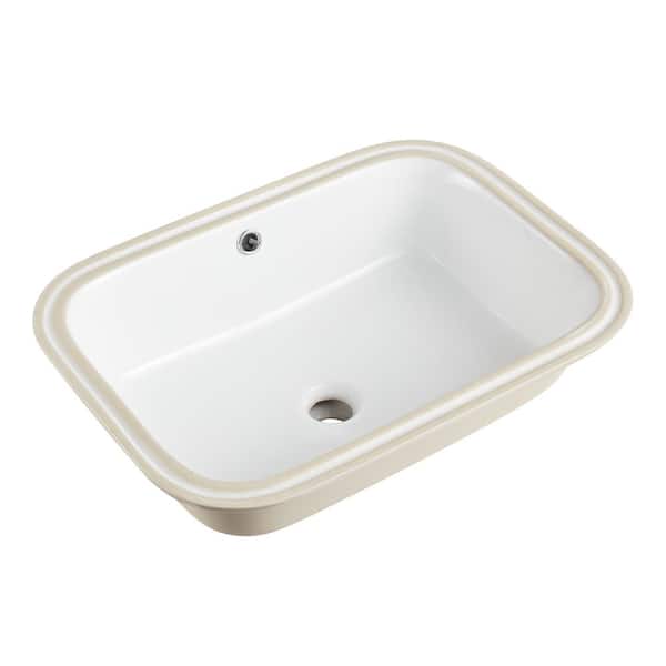 Glacier Bay 21 in. Rectangular Vitreous China Bathroom Sink in White