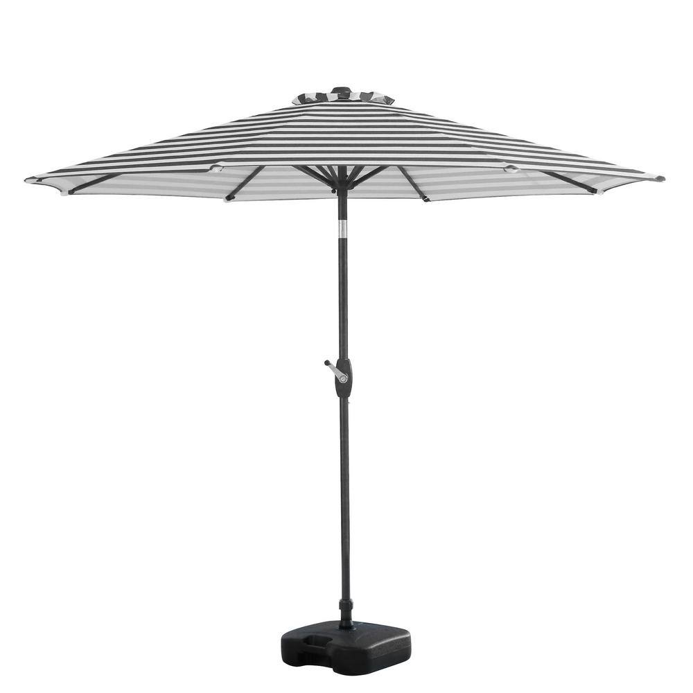 WESTIN OUTDOOR Taylor 9 ft. Market Umbrella with Tilt and Crank with Base Included in Gray/White