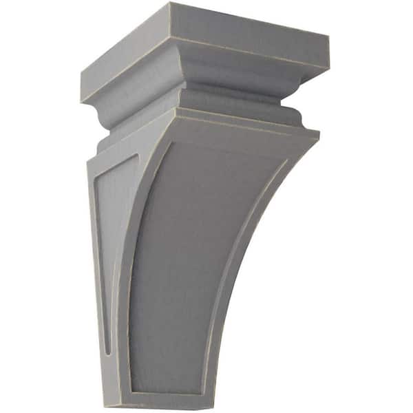 Ekena Millwork 4 in. x 8 in. x 4-3/4 in. Pebble Grey Small Nevio Wood Vintage Decor Corbel