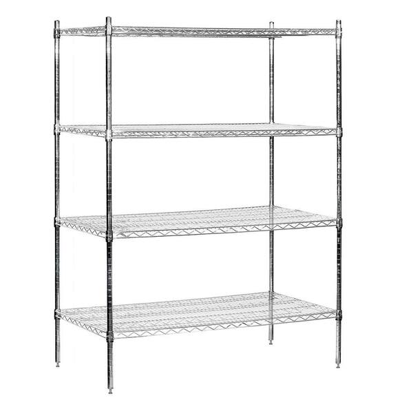 Salsbury Industries Chrome 3-Tier Welded Wire Shelving Unit (48 in. W x 74 in. H x 24 in. D)