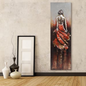 "Lady in Red" Mixed Media Iron Hand Painted Dimensional Wall Art