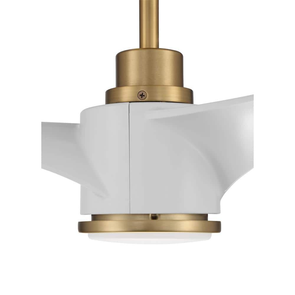 60'' Satin Brass and White Smart Ceiling Fan with LED Light