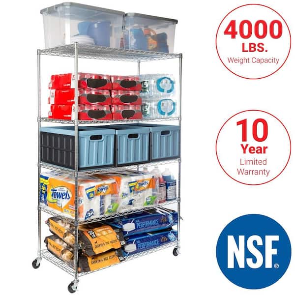 UltraDurable 5-Tier Commercial NSF Certified Steel Wire Shelving System in Zinc (48 in. W x 24 in. D x 76 in. H)