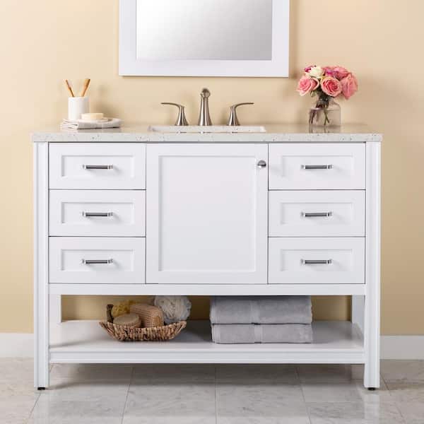 Northwind 49 in. Single Sink White Bath Vanity with Silver Ash Cultured Marble Top (Assembled)