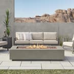 Aegean 70 in. L x 32 in. W Outdoor Powder Coated Steel Rectangle Propane in Mist Grey Fire Table with NG Conversion Kit