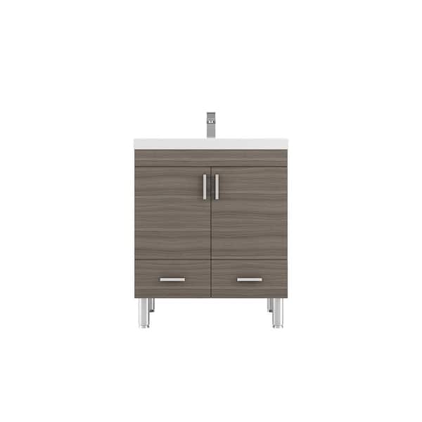 Alya Bath Ripley 30 in. W x 19 in. D x 36 in. H Vanity in Gray with Acrylic Vanity Top in White with White Basin