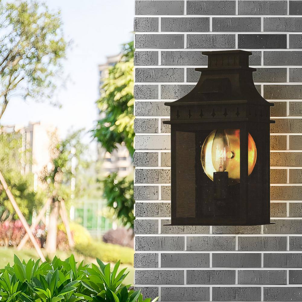 Antique Bronze Outdoor Wall Lantern with Clear Glass Shade
