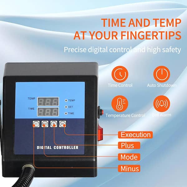 8 in. 1 Heat Press Machine, 360° Rotation Swing Away Sublimation Machine, 12 in. x 15 in. Working Area