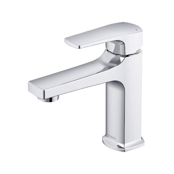 Tribune Single Handle Single Hole Bathroom Faucet with Deckplate and Metal Touch Down Drain Included in Chrome
