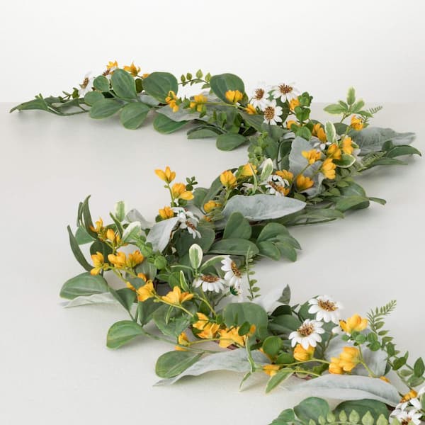 SULLIVANS 72 in. Artificial Daisy Marigold Blooms Garland