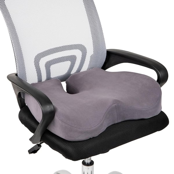 Mind Reader Gray Memory Foam Ergonomic Office Chair Cushion 18.25 in. L x 15.5 in. W x 4 in. H