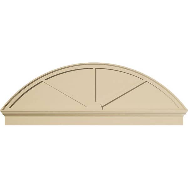 Ekena Millwork 68 in. W x 23-7/8 in. H x 2-3/4 in. P Segment Arch 3 Spoke Signature Urethane Combination Pediment, Primed Tan