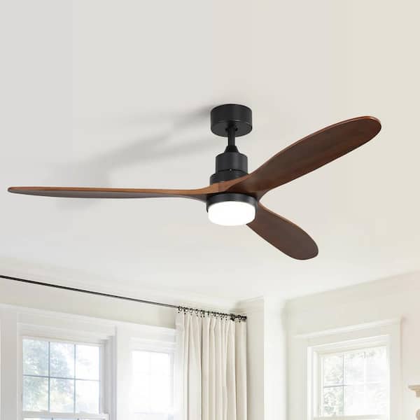 60 in. Integrated LED Indoor/Outdoor Black Ceiling Fan with Light Kit and Remote Control