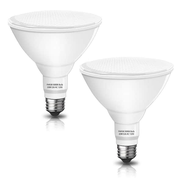 20-Volt 1800 Lumen Par38 LED Flood Light Bulb Dimmable Daylight 5000K Outdoor Use 2-Pack