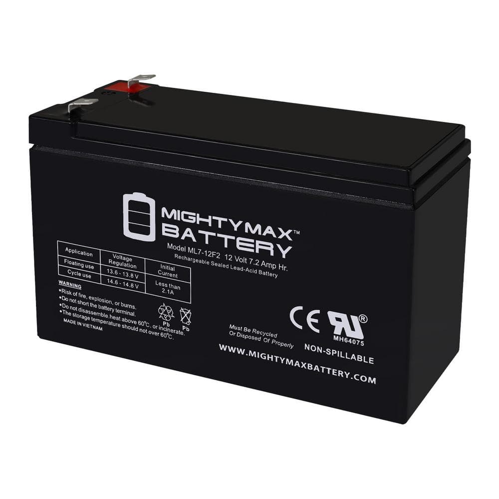 12V 7Ah F2 Replacement Battery for PowerSonic PS-12703822 -  MIGHTY MAX BATTERY, MAX3973916