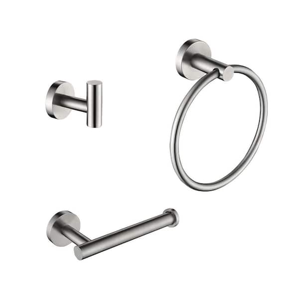 Satico 3-Piece Stainless Steel Bathroom Hardware Set with Mounting Hardware in Brushed Nickel