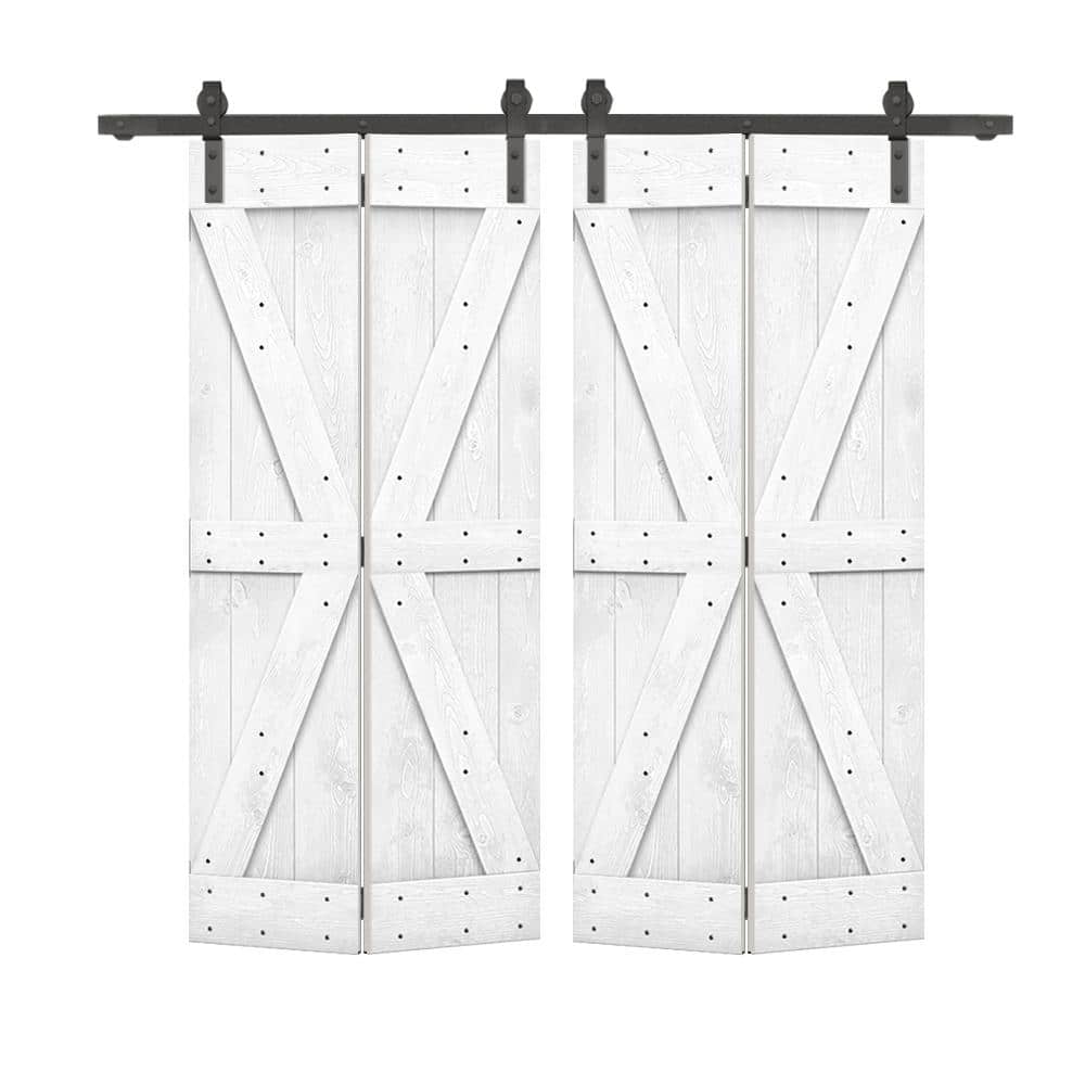 48 in. x 84 in. British K Pre Assembled Solid Core White Wood Double Bi-Fold Doors with Sliding Hardware Kit price history on PriceWatchPro