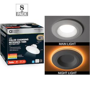 6 in. Retrofit Integrated LED Recessed Light Trim w/ Night Light 670 Lumens Adjustable CCT Kitchen Lighting (8-Pack)