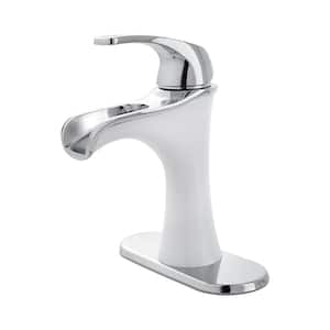 Jaida Single Handle Single Hole Bathroom Faucet with Deckplate in Polished Chrome