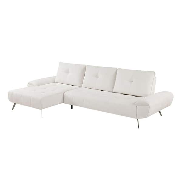 Lazzara Daphine 125 in. Pillow Top Arm 2-Piece Chenille Fabric Sectional Sofa in Beige with Left Chaise and Dual-position Backs