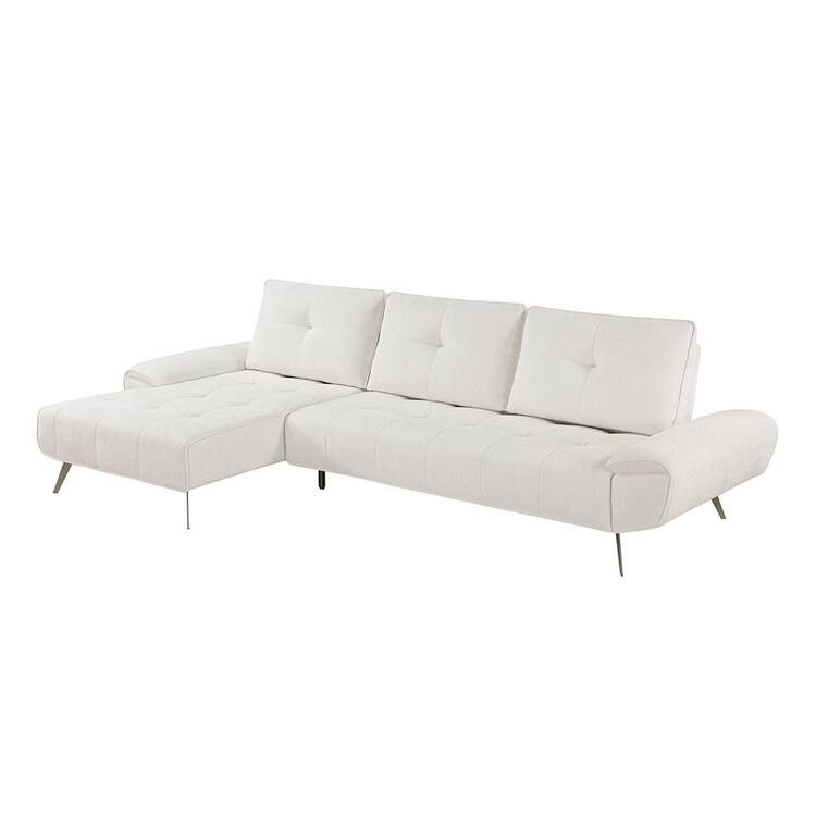 Lazzara Daphine 125 in. Pillow Top Arm 2-Piece Chenille Fabric Sectional Sofa in Beige with Left Chaise and Dual-position Backs