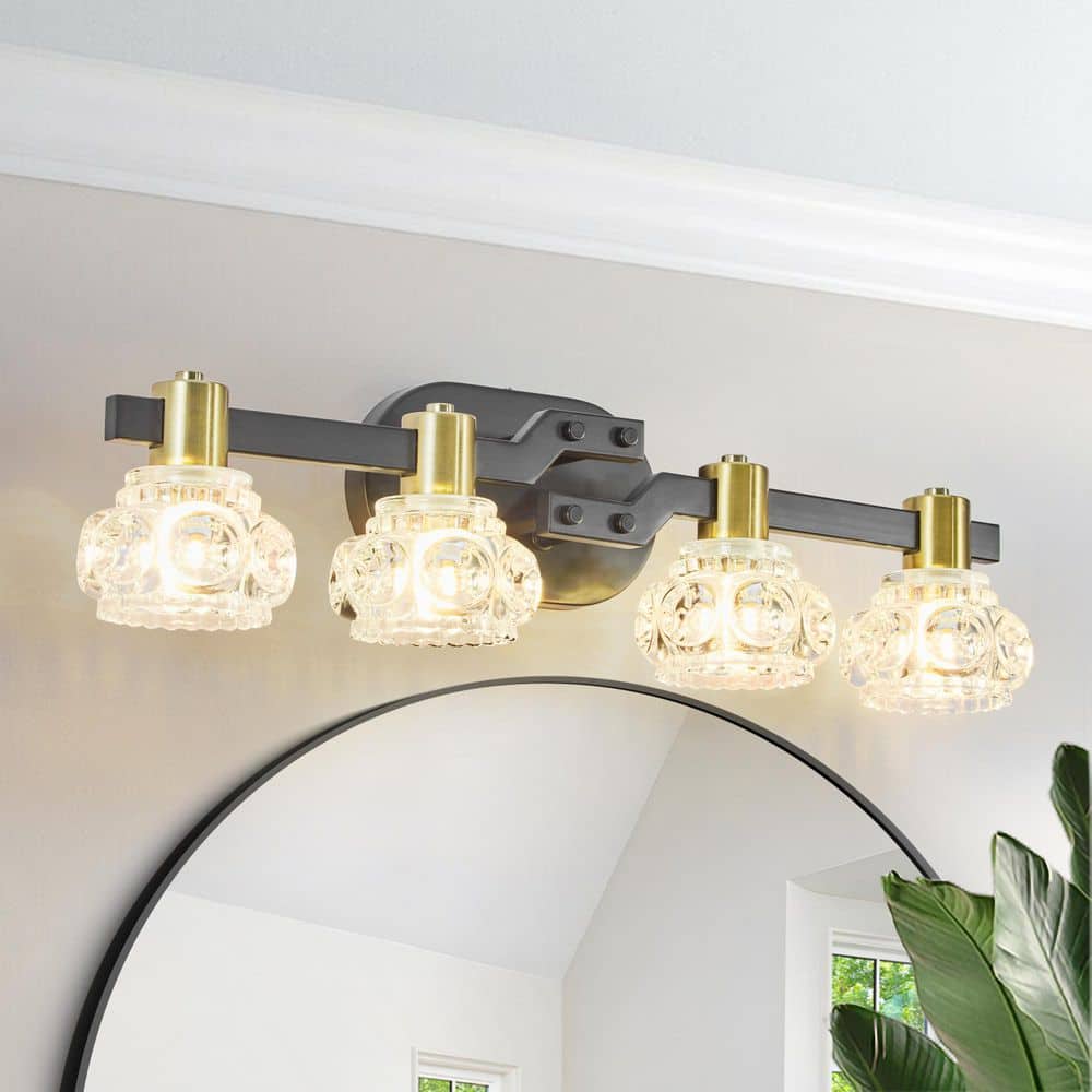 23.6 in. 4 Matt Black&Gold Vanity Light Fixture with Crystal Shades price history on PriceWatchPro