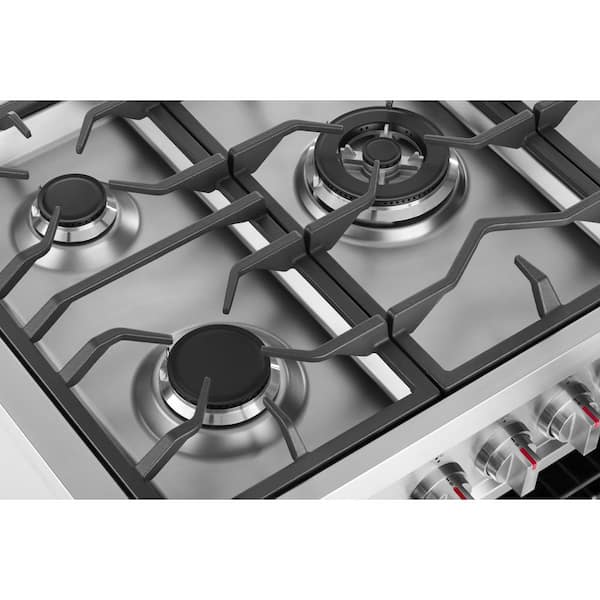 36 Inch Empava 36 Slide-In Freestanding Single Oven Ga with 5 Sealed Burner Cooktop in Stainless Steel