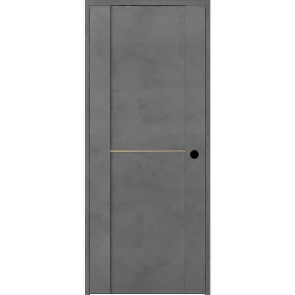 Belldinni Vona 01 1H Gold 18 in. x 80 in. Left-Handed Solid Core Dark Urban Textured Wood Single Prehung Interior Door
