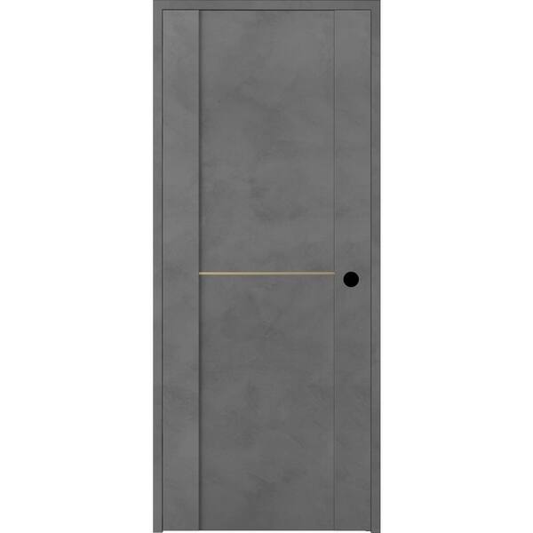 Belldinni Vona 01 1H Gold 30 in. x 80 in. Left-Handed Solid Core Dark Urban Textured Wood Single Prehung Interior Door