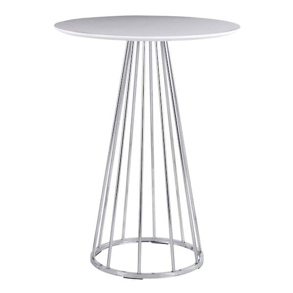 Lumisource Canary 27 in. Round White Wood & Chrome Counter Table (Seats 2)