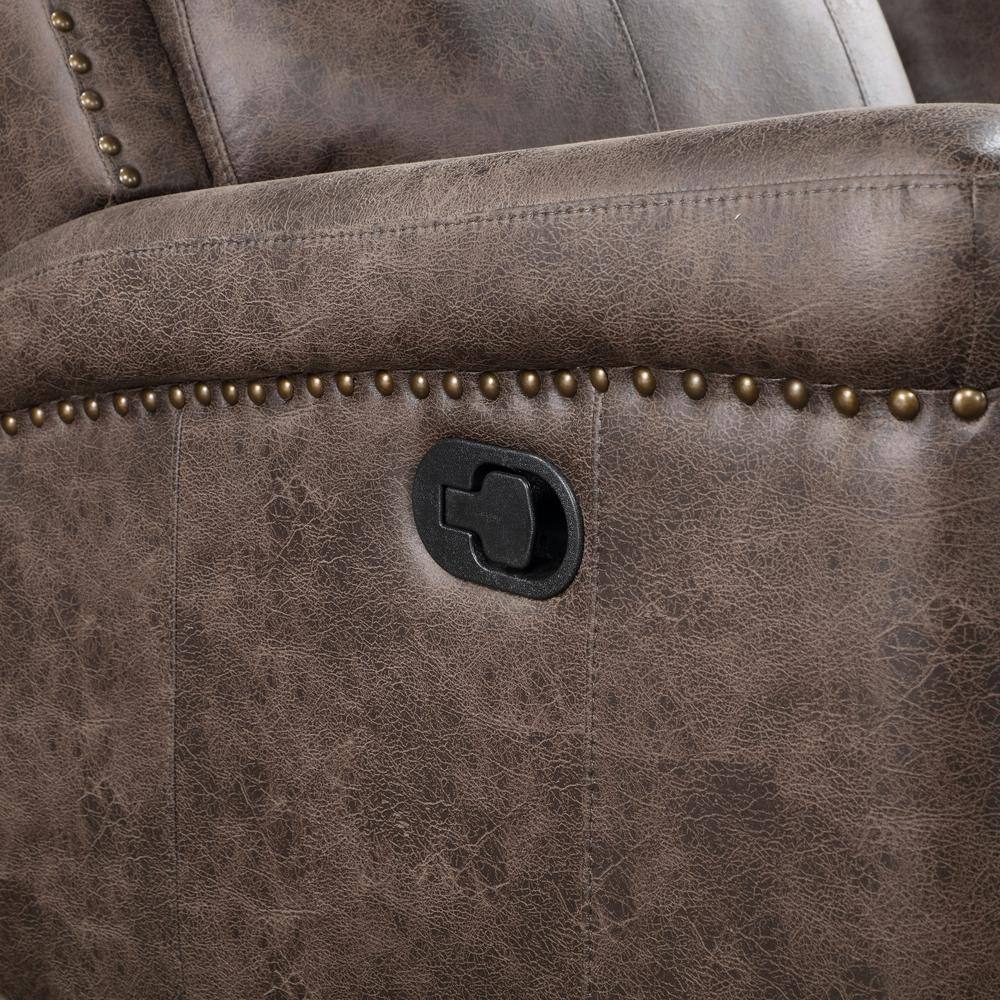 Mocha Brown Fabric Reclining Loveseat with Cup Holders